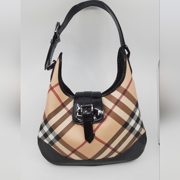 Burberry Patent Nova Check Brooke Hobo - Picture 2 of 9